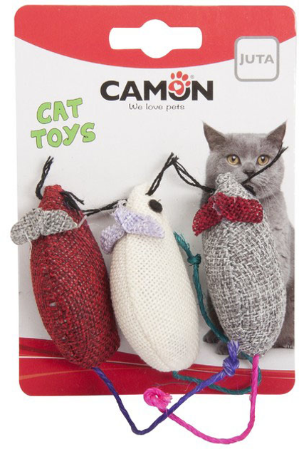 Zestaw zabawek dla kota Camon Cat Toy Myszki z juty 3 szt (8019808171210) - obraz 2