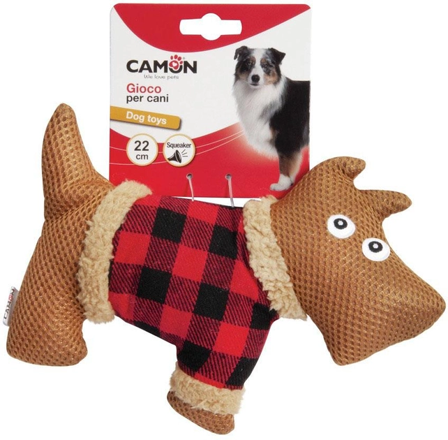 Іграшка для собак Camon Песик у картатій накидці 20 см (8019808207698) - зображення 1