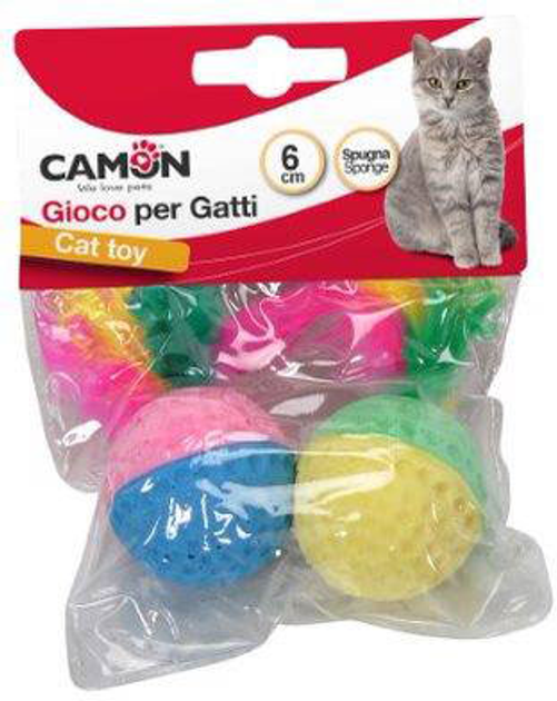 Zabawka dla kotów Camon Ball Sponge With Feather 2 szt (8019808121826) - obraz 1