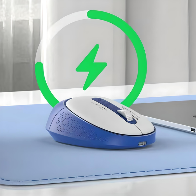 Мышь ACER OMR060 с беспроводным подключением Bluetooth и 2.4GHz и аккумулятором, 1600DPI, сине-белый - изображение 5