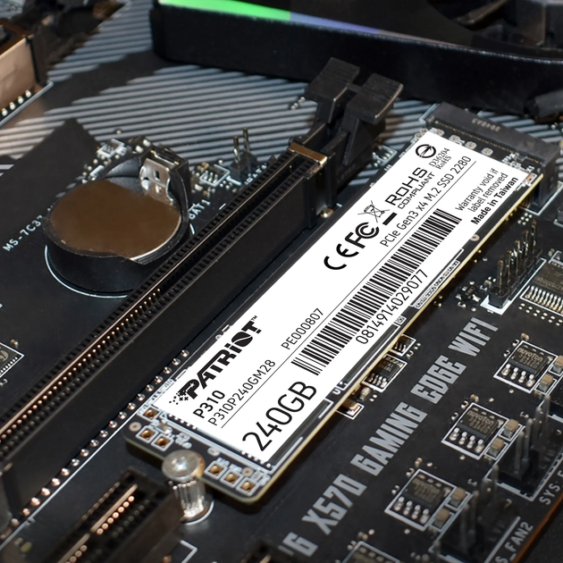 Накопичувач SSD M.2 Patriot P310 240GB NVMe 2280 PCIe 3.0 3D TLC - Фото 8 Накопичувач SSD M.2 Patriot P310 240GB NVMe 2280 PCIe 3.0 3D TLC - изображение 8
