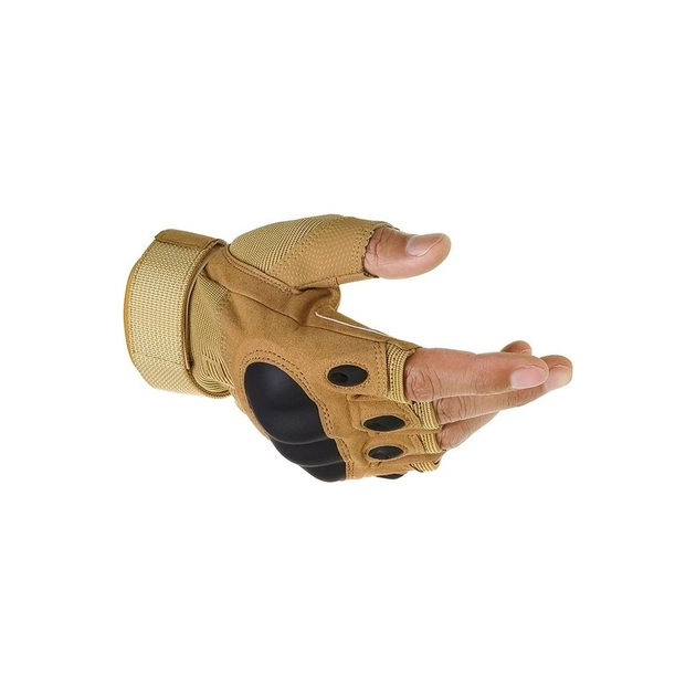 Тактичні рукавиці безпалі з пластиковими вставками XL - зображення 1