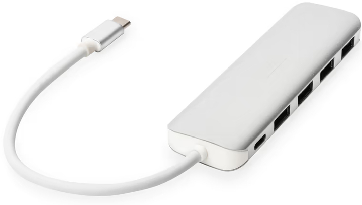 Hub USB Digitus USB-C 4-port + PD Silver (4016032455653) - obraz 1