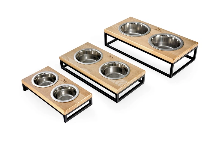 Миски та контейнери Harley and Cho Lunch Bar Natural Wood + Black Миски на підставці M (3300003) - зображення 2