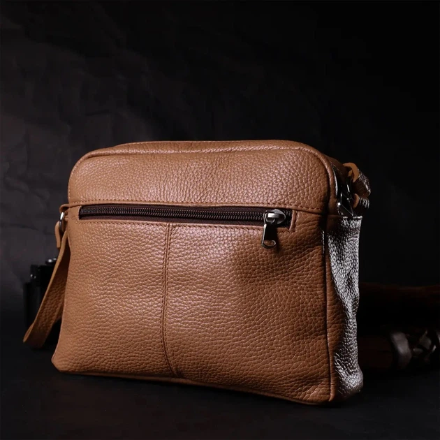 Бежевая женская сумка-кроссбоди из натуральной кожи Grande Pelle 755743 - изображение 8