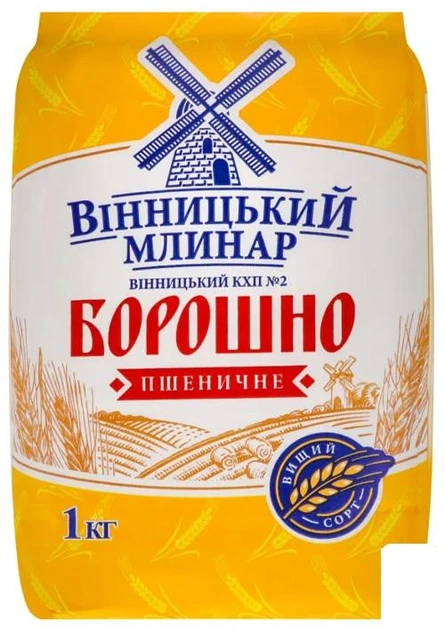 Мука пшеничная высшего сорта ТМ "Винницкий Млинар" 1кг (166516) - Фото 1 Мука пшеничная высшего сорта ТМ "Винницкий Млинар" 1кг (166516) - изображение 1