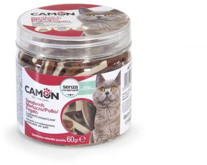 Przysmak dla kotów Camon z kurczakiem dorszem i wątróbką drobiową 60 g (8019808180816) - obraz 1