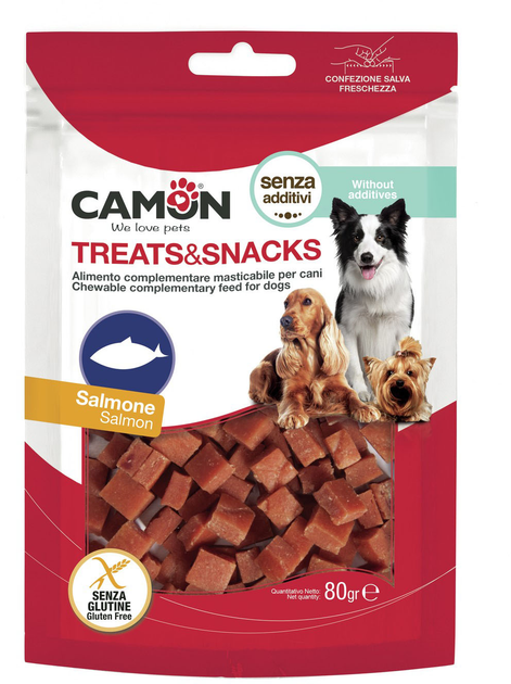 Przysmak dla psów Camon Treats and Snacks Mini Kostki łososia 80 g (8019808186207) - obraz 1