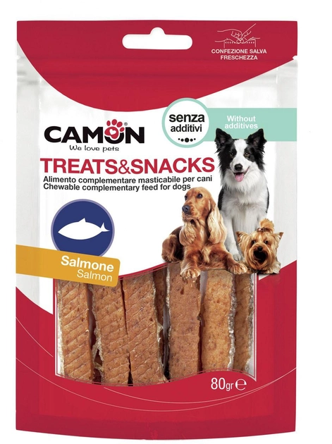 Przysmak dla psów Camon Treats and Snacks Paski z łososia 80 g (8019808176338) - obraz 1