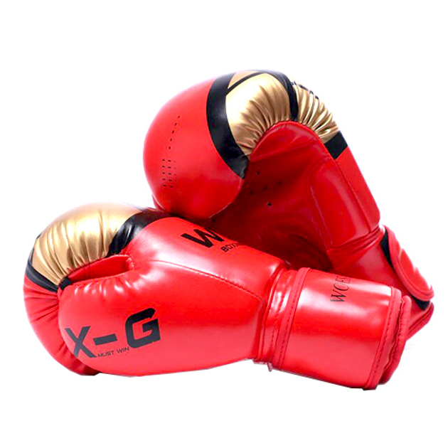 Перчатки боксерские размер 10Oz, запястье ширина 8.5 длина 20см, красно-золотые - изображение 1