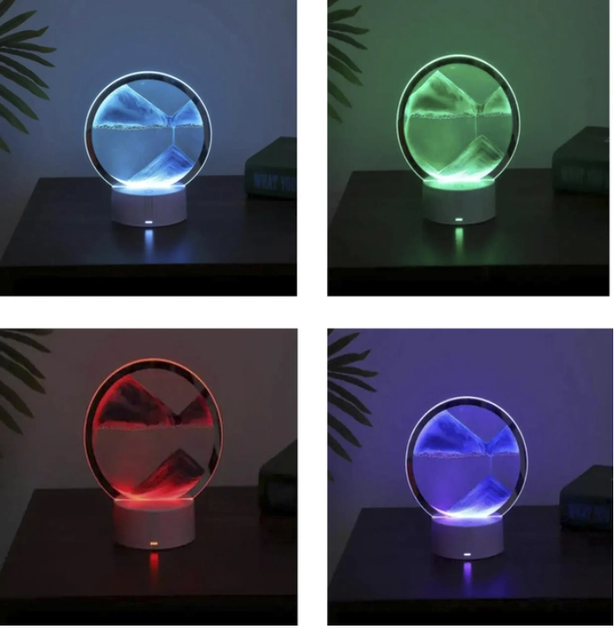 Настольная лампа ночник TOPA Песочные часы 3D картина Подвижный песок RGB - изображение 7