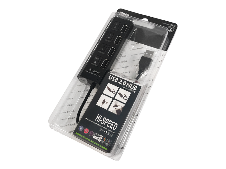 USB-хаб на 4 порти USB 2.0 з вимикачами та підсвіткою (65882789) - Фото 1 USB-хаб на 4 порти USB 2.0 з вимикачами та підсвіткою (65882789) - зображення 1