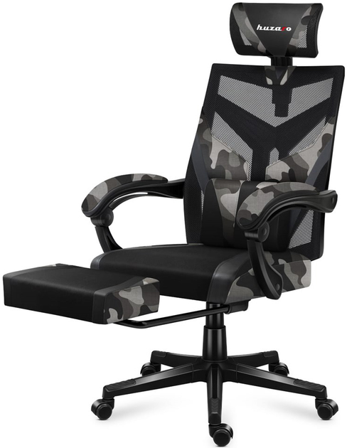 Геймерское игровое кресло Huzaro HZ-Combat 5.0 Camo перфорированная обшивка с подставкой для ног - изображение 7