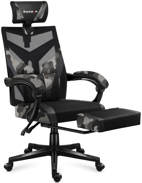 Геймерское игровое кресло Huzaro HZ-Combat 5.0 Camo перфорированная обшивка с подставкой для ног - изображение 8