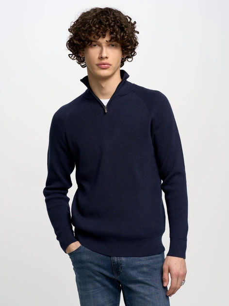 Sweter zimowy męski zapinany na zamek Big Star Hanatis-403 XL Granatowy (5900714650612) - obraz 1