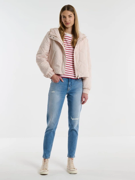 Куртка демісезонна коротка з капюшоном жіноча Big Star Pery-103 M Кремова (5900714713836) - зображення 3