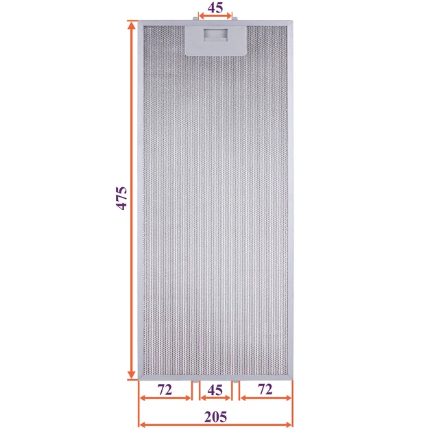 Фильтр жировой для вытяжки (металлический) 205x475x8mm (под защелки, универсальный) - изображение 2