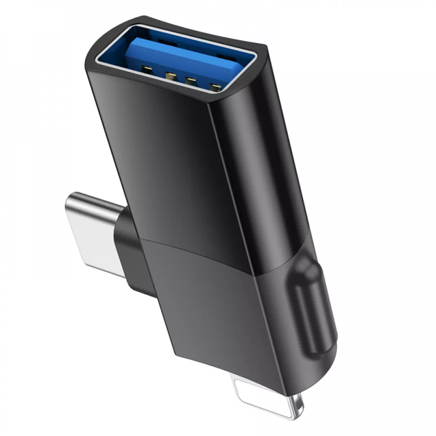 Перехідник Hoco UA17 Адаптер Lightning/UCB C на USB 2.0 Чорний - зображення 3