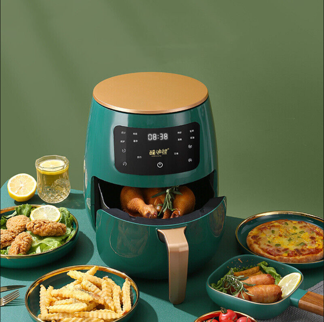 Аэро-фритюрница без масла цифровая AIR FRYER AIR FAYER XL-614 зеленая - Фото 4 Аэро-фритюрница без масла цифровая AIR FRYER AIR FAYER XL-614 зеленая - изображение 4