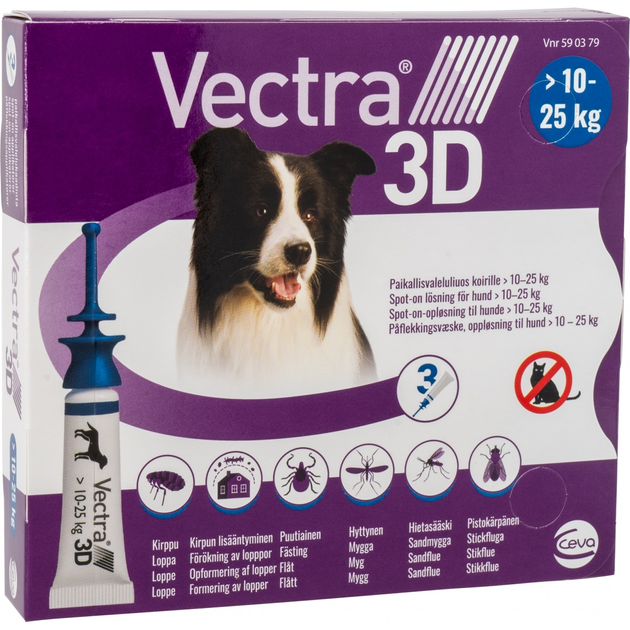 Краплі від бліх і кліщів Ceva Vectra 3D Spot On Solution для собак 10-25 кг 3 шт (3411113012694) - зображення 1