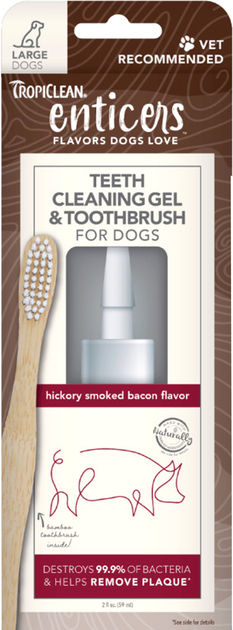 Zestaw do czyszczenia zębów dla dużych psów Tropiclean Enticers Gel and Brush L Bacon 59 ml (0645095004528) - obraz 1
