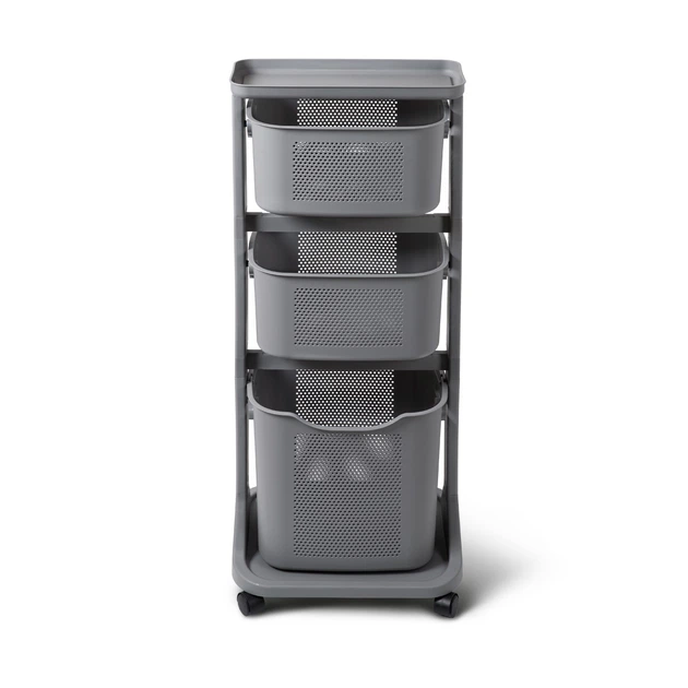 Этажерка с корзинками на колесах стеллаж пластиковый серый MVM FH-21 GRAY - Фото 8 Этажерка с корзинками на колесах стеллаж пластиковый серый MVM FH-21 GRAY - изображение 8