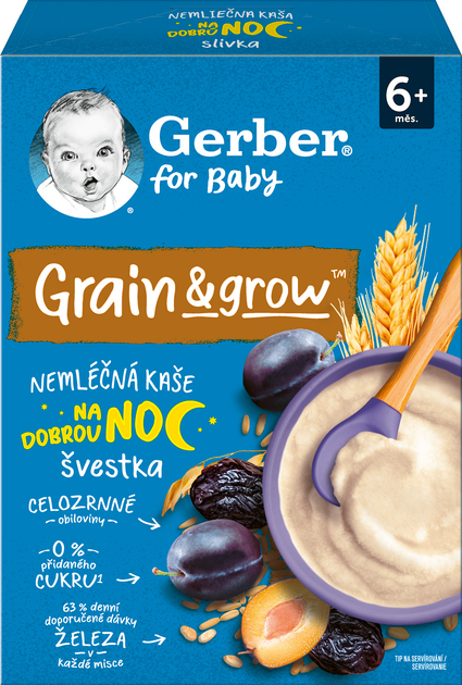 Каша суха безмолочна Gerber Вівсяно-пшенична з чорносливом для дітей з 6 місяців 200 г (8445291103122) - зображення 2
