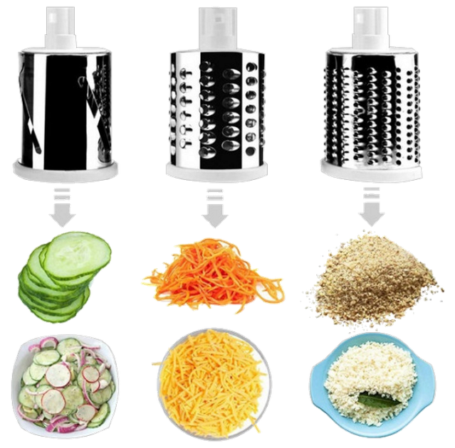 Механическая овощерезка мультислайсер TableTop Drum Grater 3 насадки Зеленый - изображение 4