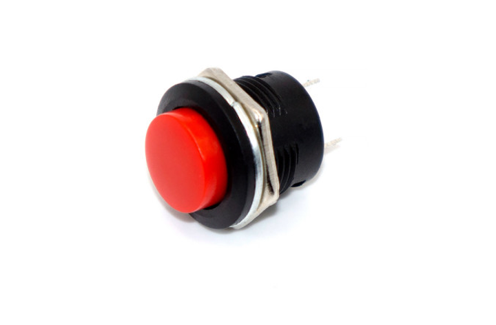 Кнопка без фиксации 16мм R13-507, красная, на замыкание, 3A, 2pin, OFF ...