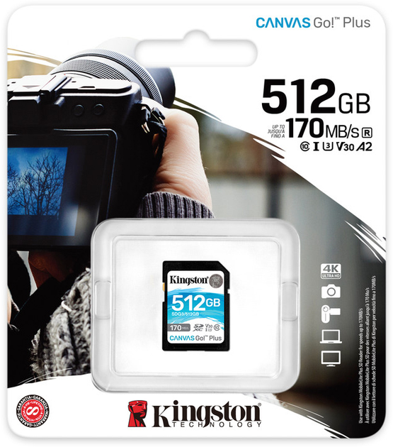 Kingston SDXC 512GB Canvas Go! Plus Class 10 UHS-I U3 V30 (SDG3/512GB) - изображение 4