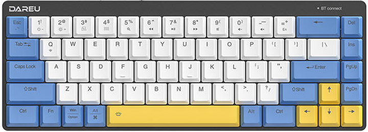 Klawiatura bezprzewodowa Dareu EK868 Bluetooth Biało-niebiesko-żółta (TK568B08605R) - obraz 1