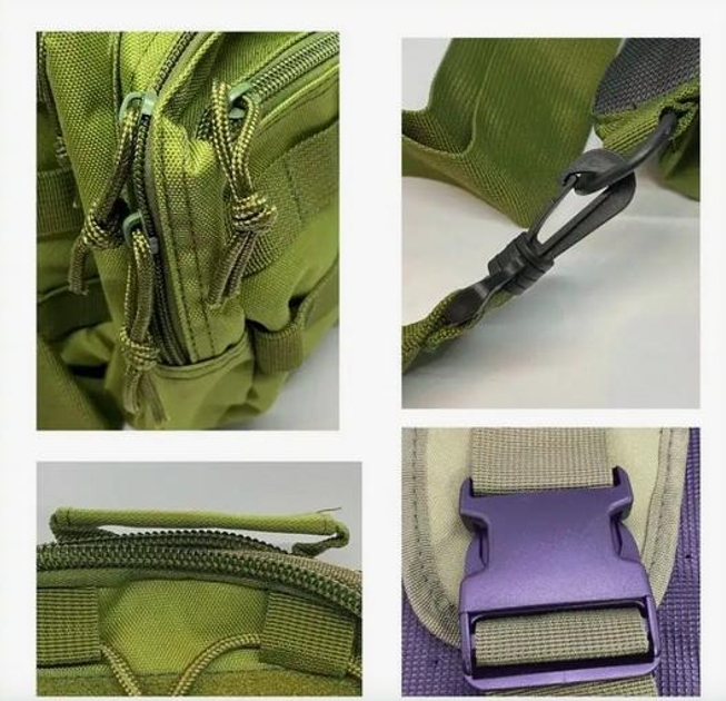 Армейская сумка-рюкзак Хаки Зеленая через плечо для военных - изображение 2