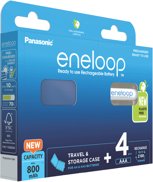 Akumulator Panasonic Eneloop AAA 800mAh NI-MH (BK-4MCDE/4CP+CASE) - obraz 1