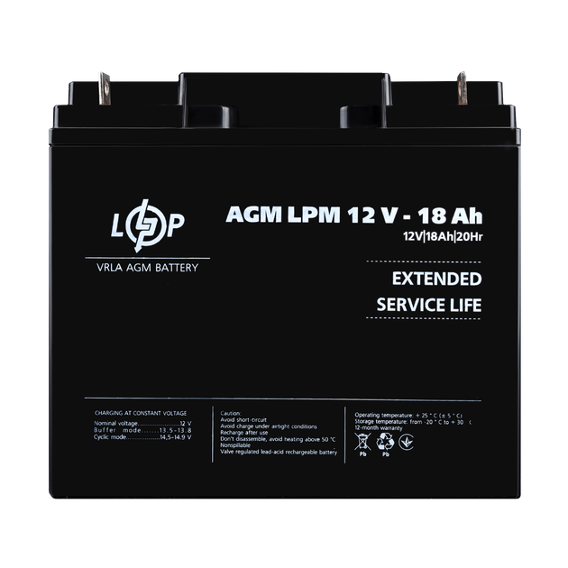 Акумулятор AGM LogicPower LPM 12V - 18 Ah - Фото 1 Акумулятор AGM LogicPower LPM 12V - 18 Ah - зображення 1