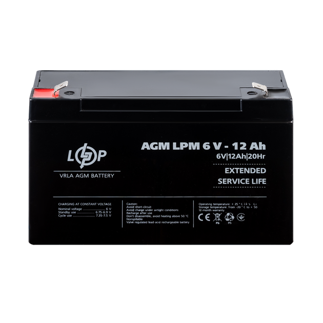 Акумулятор AGM LogicPower LPM 6V - 12 Ah - изображение 2