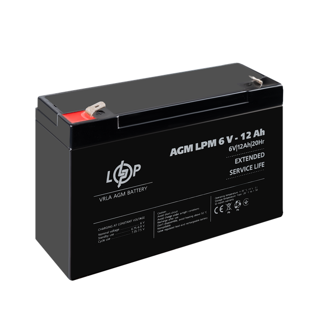 Акумулятор AGM LogicPower LPM 6V - 12 Ah - изображение 4