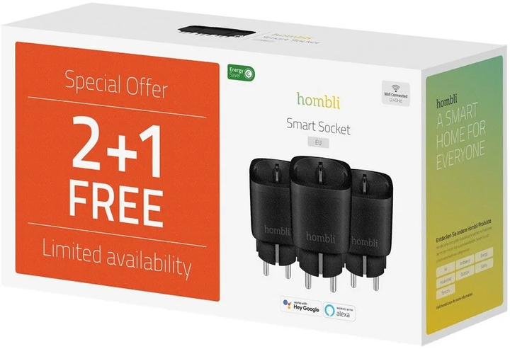 Gniazdko inteligentne Hombli Smart Socket Promo Pack Black 3 szt (HBPP-0205) - obraz 4