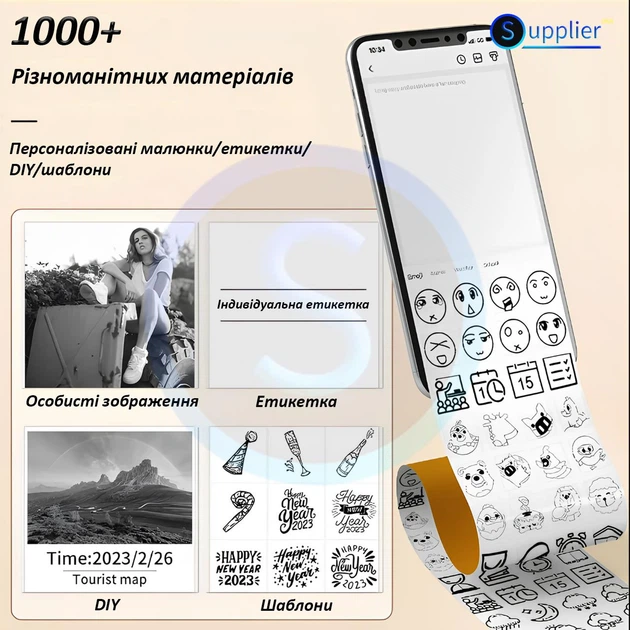 Карманный принтер Phomemo T02 WHITE, для печати этикеток наклеек + 1 рулон термобумаги - Фото 6 Карманный принтер Phomemo T02 WHITE, для печати этикеток наклеек + 1 рулон термобумаги - изображение 6