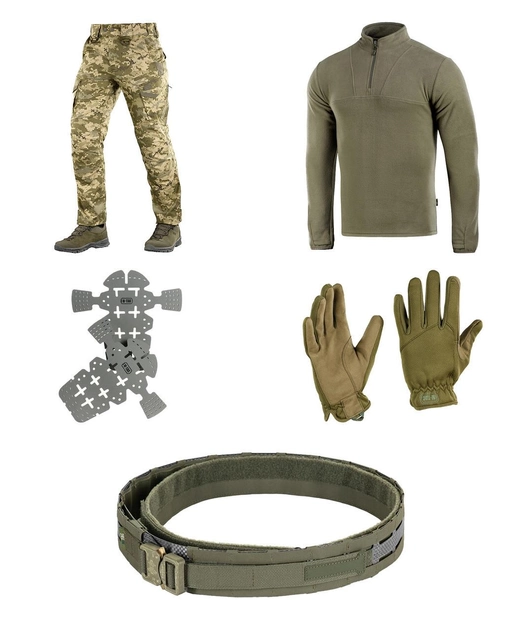 M-tac комплект штаны с вставными наколенниками, тактическая кофта, пояс, перчатки XS - изображение 1