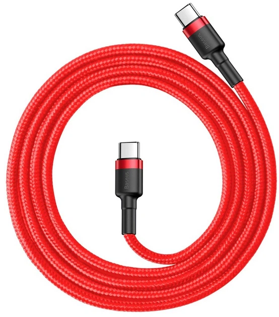 Кабель 1м. Type-C to Type-C Cafule 3A Cafule, красный Baseus для зарядки и передачи данных (CATKLF-G09) - изображение 3