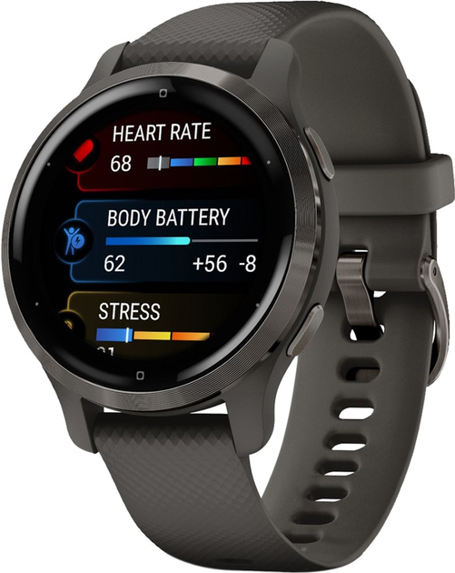 Zegarek sportowy Garmin Venu 2S Slate Bezel with Graphite Case and Silicone Band (010-02429-10) - obraz 1