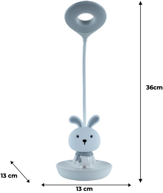 Настільний нічник Kite Bunny LED з акумулятором Білий (K24-492-1-1) - изображение 5