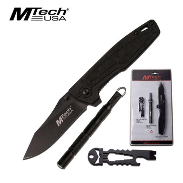Набір MTech USA у блістері: ніж, мультитул, свисток, компас, кресало - зображення 1