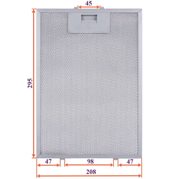 Фильтр жировой для вытяжки (металлический) 208x295x8mm (под защелки ...