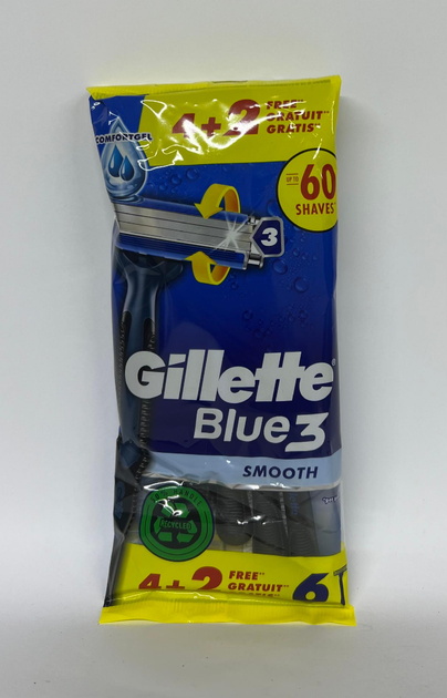 Одноразові станки для гоління чоловічі Gillette Blue 3 Smooth 4 + 2 шт - зображення 2
