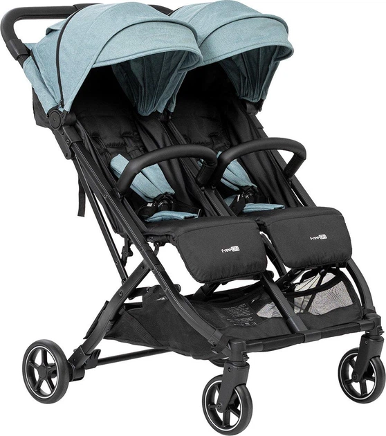 Детская прогулочная коляска для двойни FreeON Active TWIN черно-зеленая - изображение 11
