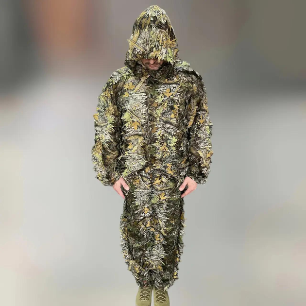 Маскировочный костюм Кикимора (Geely), цвет Листья, размер M-L до 80 кг, костюм разведчика, маскхалат кикимора - изображение 1