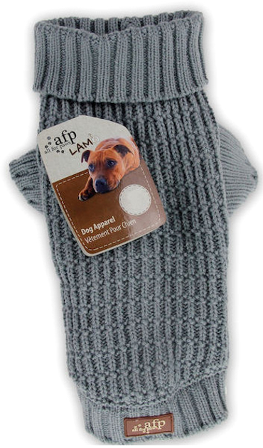 Sweter All For Paws Knitted Dog Sweater Fishermans L 35.6 cm Grey (0847922052959) - obraz 1
