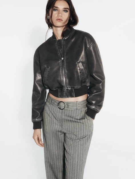 Куртка из искусственной кожи женская Zara 706848745 XS Серая