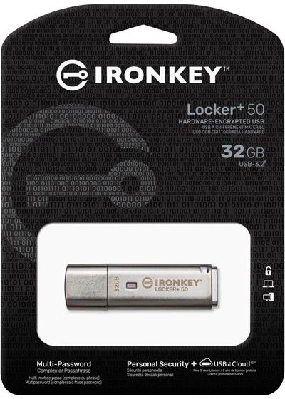 Pendrive Kingston IronKey Locker+ 50 32GB USB 3.2 Silver (IKLP50/32GB) - obraz 3